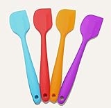 4pcs Silicone Spatula Set ,100% Food Grade ,Heat Resistant Silicone Kitchen Utensils Set For Baking, Cooking & More, One-Piece Design - Nonstick - Dishwasher Safe - Solid Stainless Steel - Multicolor