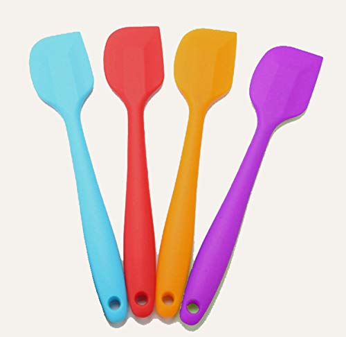 4pcs Silicone Spatula Set ,100% Food Grade ,Heat Resistant Silicone Kitchen Utensils Set For Baking, Cooking & More, One-Piece Design - Nonstick - Dishwasher Safe - Solid Stainless Steel - Multicolor