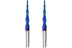 HZBIAO Ballnose Upcut CNC Spiral Router Bit 1/4" Shank 2D & 3D Carving Tapered End Mill Size:1/16D x 1-1/2 CH x 1/4 SHK x 3L STQ4362