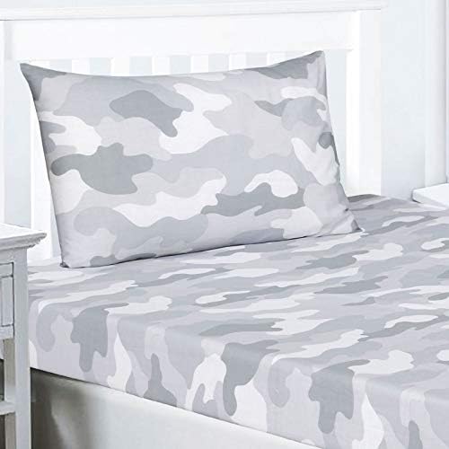 Rapport Grey Army Camouflage Single Fitted Sheet and Pillowcase Set