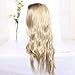 Dream Soul Ombre Blonde Long Curly Wavy Wig 28 Inch Middle Part Wigs for White Women 2 Tone Blonde Wig Full Curly Cosplay Wigs