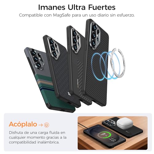 BENKS Funda Kevlar para Samsung Galaxy S26 Ultra, Carcasa Magnética con Protección Antigolpes TPU y Marco de Cámara de Aluminio, Funda Premium Ultrafina para S26 Ultra, Negro Carbón