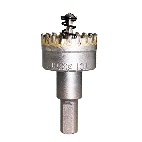 Meccion TCT Carbide Tips Metal Hole Saw Drill Bit, 3/8 Inch Shank Heavy Duty Multi-tooth Cutter for Sheet Metal, Alloy, Stainless Steel, iron, Wood (1-1/4"(32mm))