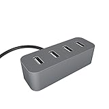 KabelDirekt 4-Port USB Charger Made of Aluminum for iPhone, iPad, Samsung Galaxy, Nexus, Huawei, HTC, Motorola, LG, Nokia and More - Space Grey - Pro Series