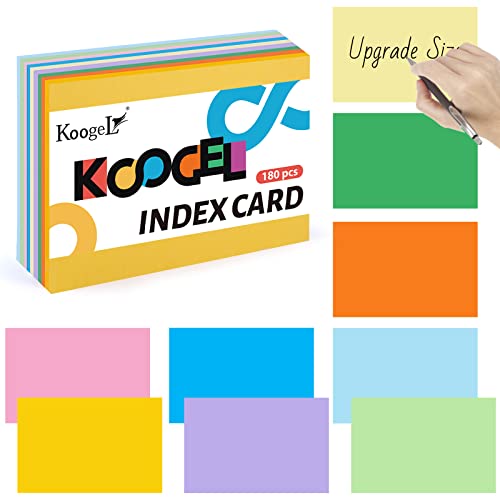 Koogel Flash Cards, A6 Revision Cards 9 Colours Index Cards 150 x 100mm（6x4