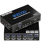 USB 3.0 HDMI KVM Switch 4 Port 4K 60Hz 4:4:4 Ultra HD | 4x1 KVM Switcher 4 in 1 Out mit SPDIF 5.1...