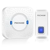 PECHAM Wireless Doorbell Kit - 1000ft(300m) Long Range Wireless Remote Control, 55 Chimes & LED Indicator - White