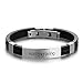 Personalized Engraved Stainless Steel Rubber Bracelet for Men Women Kids DIY Custom Name Date ID Bracelet (Black)