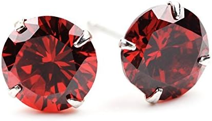 Chryssa Youree Swarovski Elements Zirconia CZ 3-8MM Stud Earrings Mens Womens Jewelry Bridesmaid Groomsmen Gifts (ED-82) (6mm, red)