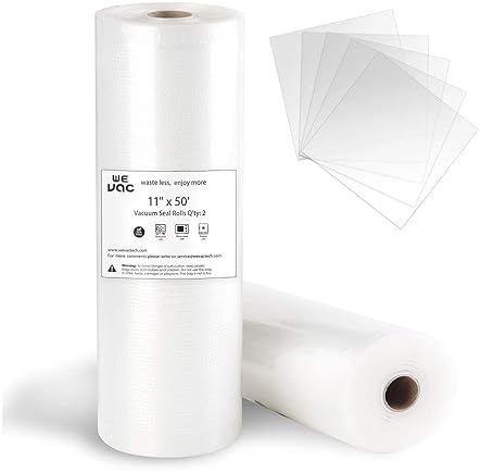 Storage & Organization - Wevac Vacuum Sealer Bags 11x50 Rolls 2 pack for Food Saver, Seal a Meal, Weston. Commercial Grade, BPA Free, Heavy Duty, Great for vac storage, Meal Prep or Sous Vide