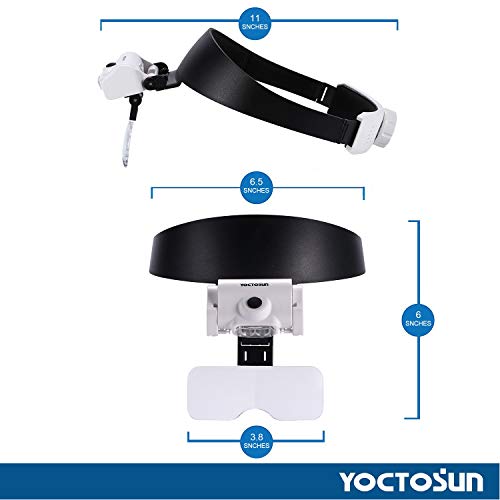 YOCTOSUN Headband Magnifier with 2 LED Lights and 5 Detachable Lenses 1X,1.5X,2X,2.5X,3.5X -Hands-Free Head Worn Lighted Magnifying Glasses for Close Work, Jewelry Work, Watch Repair, Arts & Crafts - Thumbnail 7