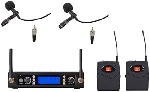200 Channel UHF Dual Wireless Lavaier Lapel Microphone System micro cravate