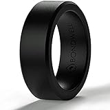 BONDWELL Silicone Wedding Ring for Men - Save Your Finger & A Marriage Safe, Durable Rubber Wedding Band for Active Athletes, Military, Crossfit, Weight Lifting, Workout