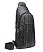 Chrysansmile Sling Bag for Men Genuine Leather Cross Body Bag Mens Crossbody Shoulder Backpack Black Fanny Packs for Travel