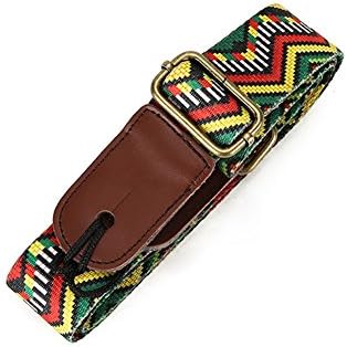 Guitar Strap,Loietnt Retro Strap for Guitar/Bass/Ukulele,Adjustable Length with Genuine Leather Ends including Strap Lock + Strap Button (1)