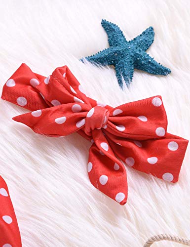 image for Menglang Baby Girl Swimsuit Ruffle Red Dot Top and Bikinis Skirt Headb