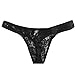 YiZYiF Men's Flower Pattern Lace Thong Underwear Bikini Panties (Black, X-Large)
