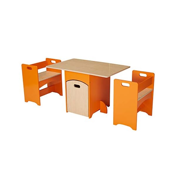kidkraft 4pc table with primary benches and bin set