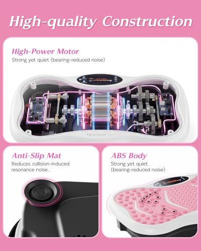 Vibration Plate Exercise Machine for Lymphatic Drainage, 180 Speeds Vibrating Fitness Platform for Full Body Workout and Weight Loss, 300 Lbs Capacity with Resistance Bands and Bluetooth for Women Men