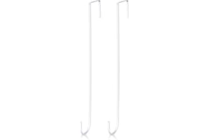 Hotop 15 Inch Wreath Hangers for Front Door Wreath Doors Hangers Steel Material Clothes Towel Hooks Holder Over The Door Hanger Hooks 2 Pcs for Christmas Halloween Front Decorations(White)