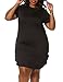 Allegrace Women Plus Size Summer Side Slit Casual Cotton T Shirt Dress Black 1X
