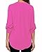 FACE N FACE Women's Summer V Neck Solid Loose Casual Cuffed Long Sleeve Blouses Large Rose