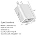 USB Wall Charger 2.1A Dual USB Charger Adapter Quick Charger for iPhone X 8/7/6 Plus SE/5S/4S,iPad, iPod, Samsung Galaxy S7/S6/S5 Edge, LG, HTC, Huawei, Moto, Kindle and More (White)