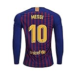 18/19 Season Barcelona #10 Messi Home Mens Long Sleeve Soccer Jersey Color Red/Blue