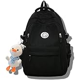 Teclado Kawaii Backpack with Cute Accessories Lightweight Bookbags Laptop Bag Waterproof Casual Travel Daypacks (Black)