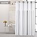 Lagute SnapHook Stijl Hook Free Shower Curtain | 74 in (L) x 71 in (W) | Removable Liner | See Through Top | Machine Washable | Nordic Stripes