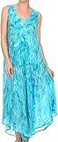 Sakkas 16801 - Laeila Tie Dye Washed Tall Long Sleeveless Tank Top Caftan Dress/Cover up - Turquoise - OS