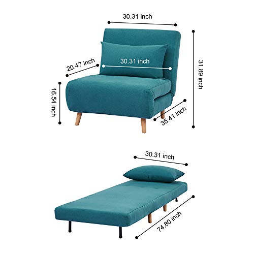 GIA TriFold Convertible Polyester Sofa Bed Chair with Removable Pillow