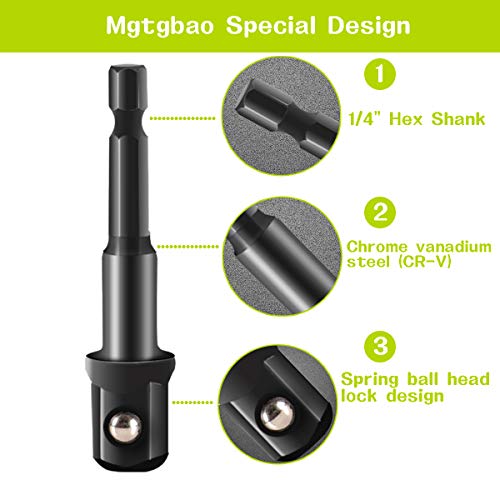 12pcs Impact Extension and Socket Adapter, Mgtgbao drill bit set 1/4-Inch Hex Shank Drill Extension | CR-V Steel