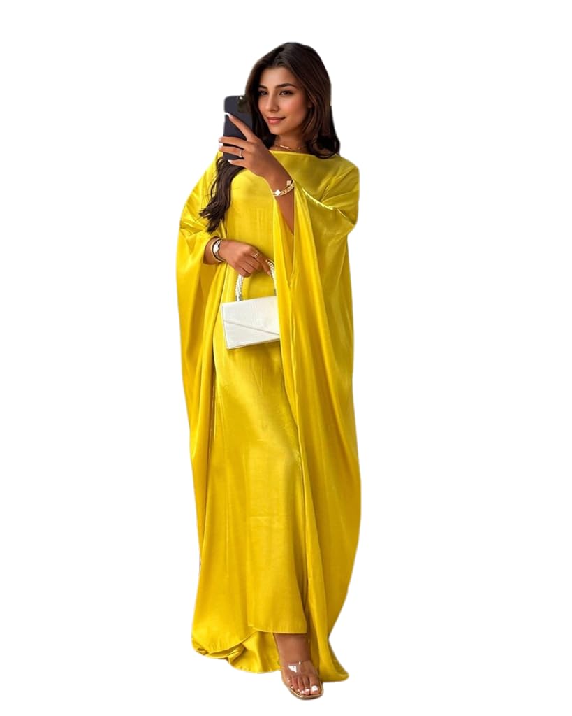 RLLJS Women Abaya Dress Ramadan Eid Summer Satin
