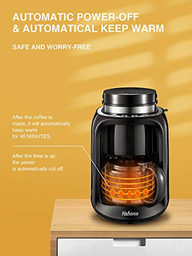 Yabano Filterkaffeemaschine, 2 IN 1 Grind und Brew Kaffeemaschine mit Mahlwerk, Timer, doppeltes Bohnenfach, Auto Warm… – Bild 6