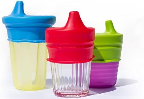 O-Sip! Silicone Sippy Lids - (Pack of 3) - BPA-Free - Converts any Glass, Mason Jars, or Cups to a Sippy Cup - Makes Drinks Spill-Proof, Reusable, Durable (Colors: Red, Green, Blue) - ModFamily