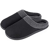 HomeIdeas Men's Woolen Fabric Memory Foam Anti-Slip House Slippers