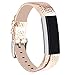 Tobfit Leather Bands Compatible with Fitbit Alta/Alta HR Bands, Genuine Leather Replacement Wristbands, (Tan+Rose Gold, 5.5''-8.1'')