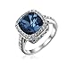 Yoursfs Rings,Blue Crystal Statement Rings,18K White Gold Plated Fashion Jewelry,Big Stone Women Cocktail Rings