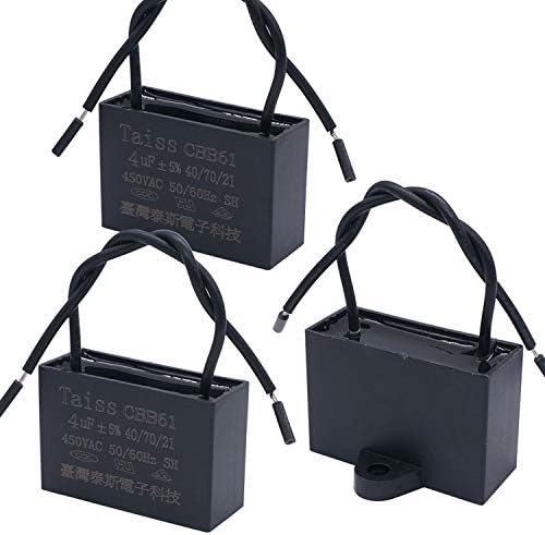 Taiss /3 pcs CBB61 4uf Ceiling Fan Capacitor Wall Fan Desk Fan Bath Fan Capacitor for New Technology 2 Wire 50/60Hz 450Vac: Industrial & Scientific