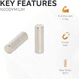 FIRST4MAGNETS N42 Neodymium Rod Magnet 8mm x 25mm 3.1kg Pull Pack of 4 DIY view 6