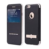 iphone 6 Case [4.7 inch] , [Touch Series] View Window [Kickstand] [Wallet Case] Premium PU Leather [Stand Feature] Flip Skin Protective Cover For Apple iphone 6 / iphone Air Black