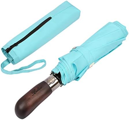 Balios Prestige Travel Umbrella, Real Wood Handle, Auto Open & Close, Vented Windproof Double Canopy, Designed in UK