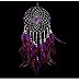 no!no! Large Indian Circle Dream Catcher Wind Chimes Purple Feather Traditional Style Pendant Wall Hanging Home Decoration Gift