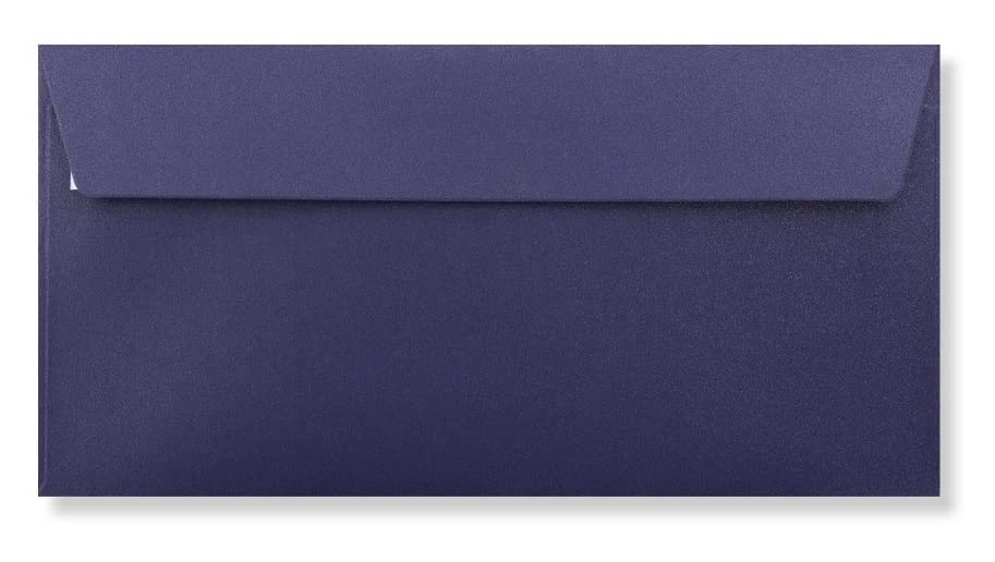 DL Coloured Envelopes for Greeting Cards Wedding Invitations & Crafts (110x220mm) Pack of 100 (Pearl Dark Blue Peel & Seal) — image 1