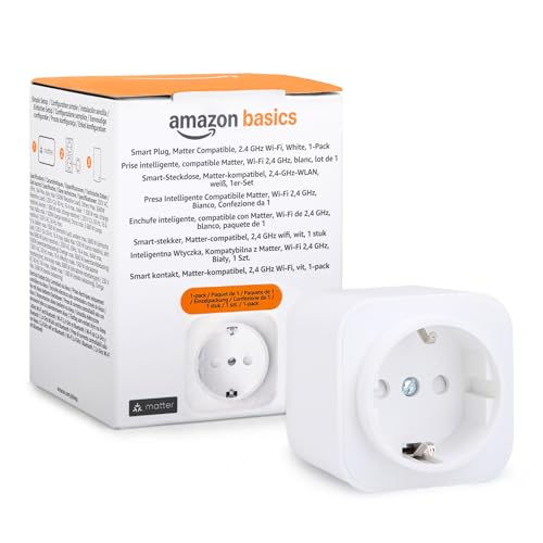 Smarter Stecker, Matter-kompatibel, Kompatibel mit Amazon Alexa, Google Home, Apple HomeKit, Matter-Hub erforderlich, Nur 2,4GHz-WLAN, Weiß, 1er-Pack