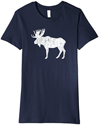 Women's Distressed Moose T-shirt Large Navy