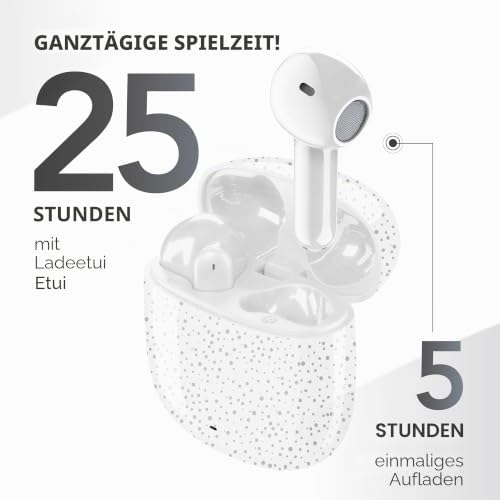 - Showy Bluetooth-Kopfhörer mit Kapsel, ergonomisches Design, ausgewogener Klang und optimaler Komfort, Design Dotted Elegance