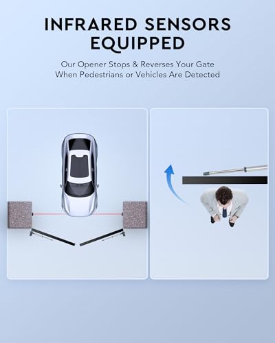 CO-Z Kit de apertura automática de puertas ADSW4 abrepuertas dobles batientes para puertas de hasta 590 kg y 6 m con kit de control remoto, sensores infrarrojos y compatible con carga solar