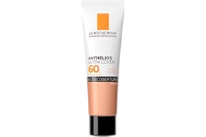 La Roche-Posay, Ultra Cover, Protetor Solar com Cor e Performance de Maquiagem, 12h de cobertura de base em uma única camada, Textura Fluida, Oil free, Toque Seco, FPS60, 30g